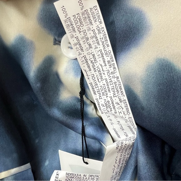Zara NWT Blue White Blue Satin Tie Dye Artsy Printed Blazer Blogger’s Favorite - Picture 5 of 10